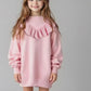 Girls Ruffled Sweatshirt Dress Sewing Pattern, DIY Mini Pullover, Beginner Friendly Loose Fit Casual Outfit for Kids