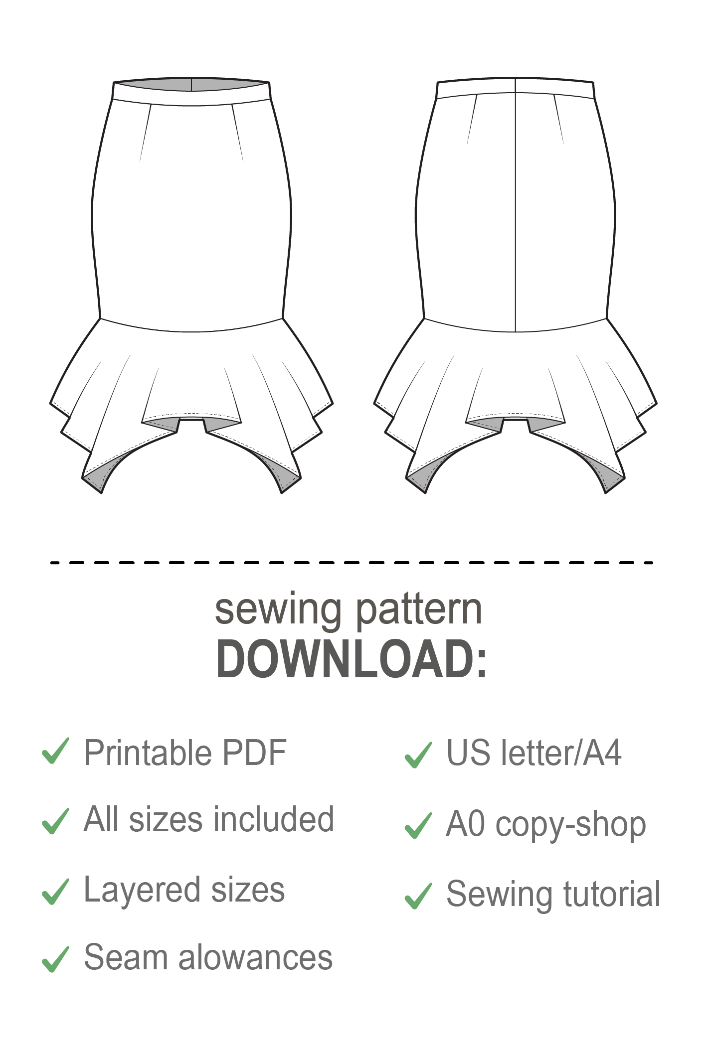 Skirt Pattern - PDF Sewing Patterns