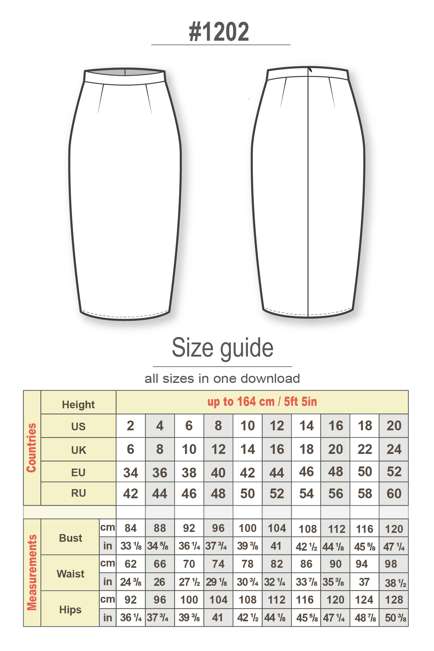 Zero Waste Pencil Skirt PDF Sewing Pattern -  Canada