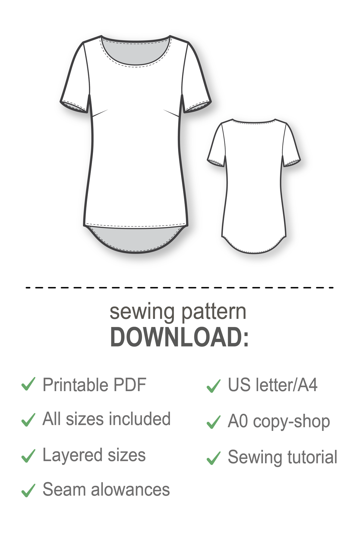 Sewing Pattern - Basic Woven Short Sleeve T-Shirt – Dressy Talk