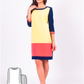 Color Blocked 3/4 Length Sleeve Dress #2103