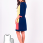 Color Blocked 3/4 Length Sleeve Dress #2103