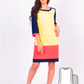 Color Blocked 3/4 Length Sleeve Dress #2103
