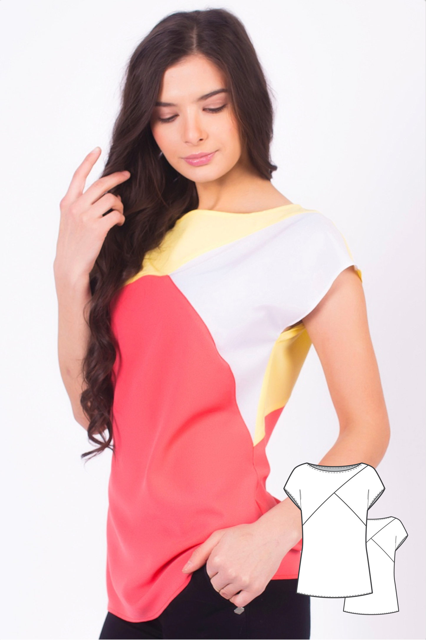 Color Blocked Short Sleeve Top #2107
