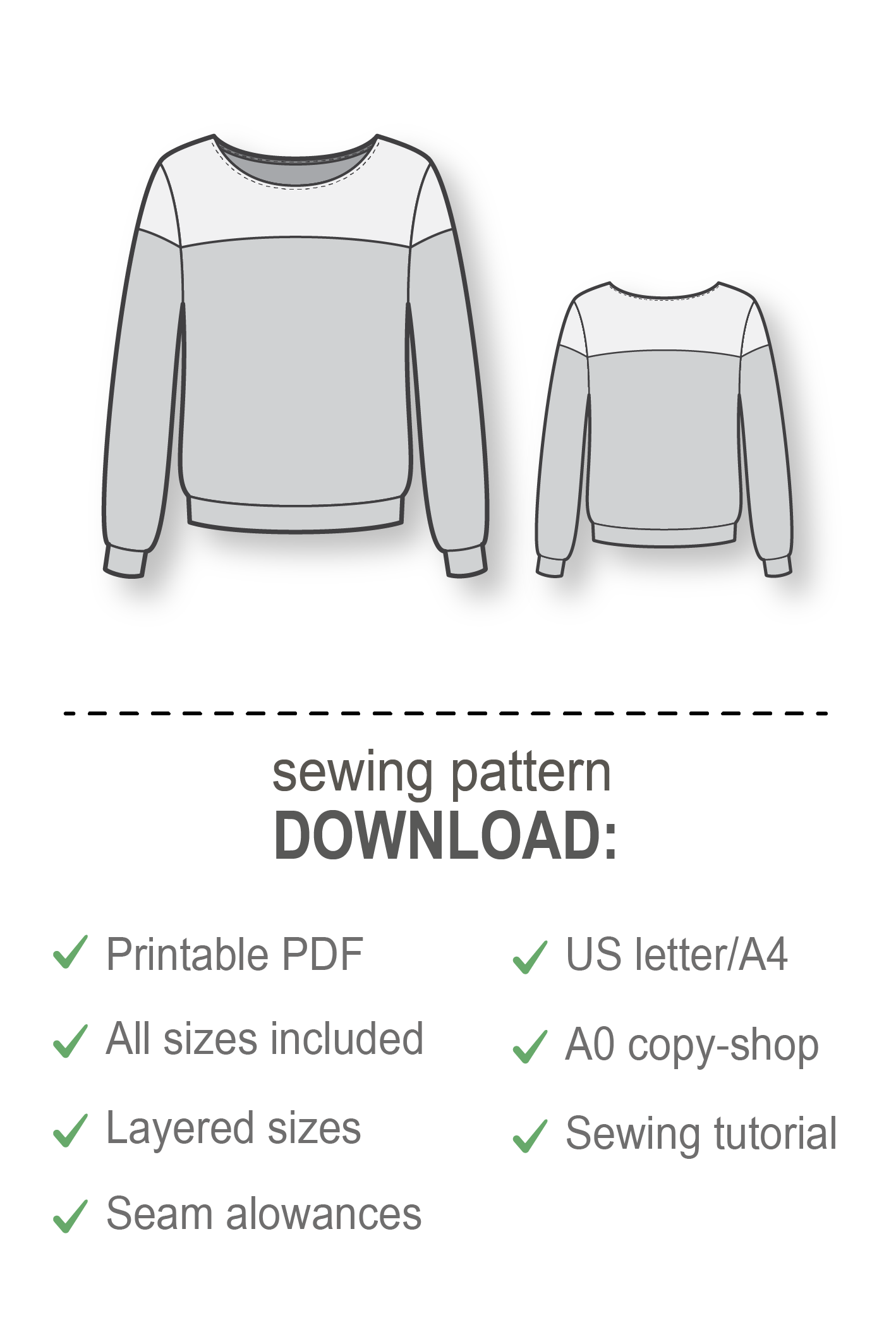 Sweatshirt Sewing Pattern - Sewing Tutorials - Sewing Patterns - Womens Sewing Patterns - Sweatshirt Pattern - Plus Size Patterns - Sew Easy