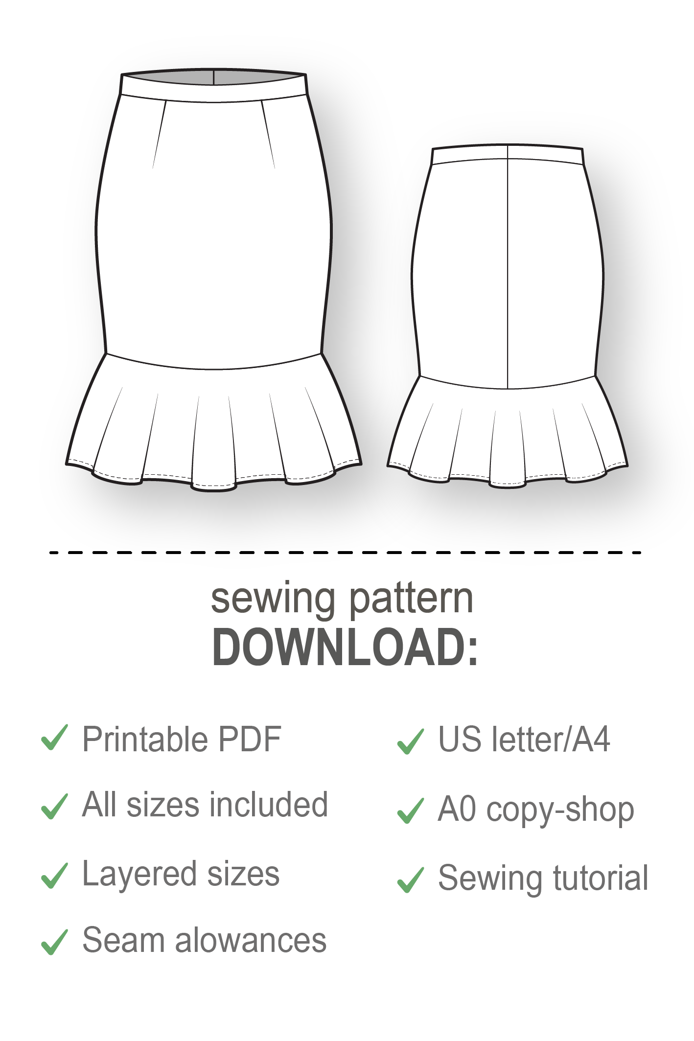 Skirt Pattern - Sewing Tutorials - Skirt Sewing Patterns - Skirt Patterns - Sewing Projects - Sewing Patterns - Plus Size Sewing Patterns