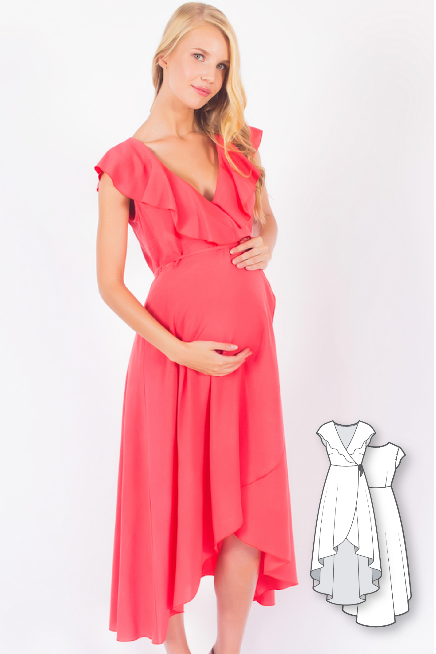 Maternity Wrap Midi Dress #3114