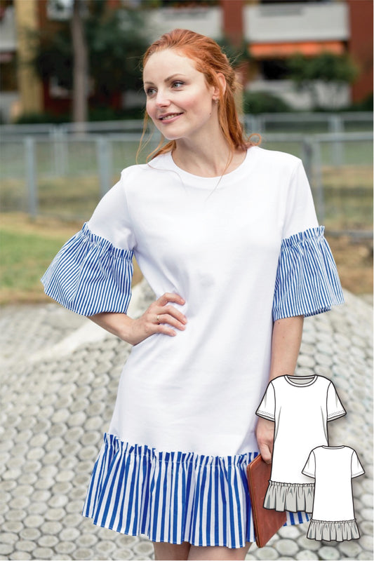 T-Shirt Dress Pattern - Sewing Patterns - Knit Dress Pattern - Jersey Pattern - Tunic Sewing Pattern - Cotton Dress Pattern - Tshirt pattern