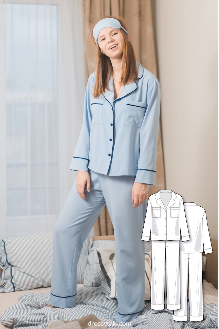 Female Pyjamas Pattern Sewing Pattern - Pyjama Set For Women – Dressy Talk