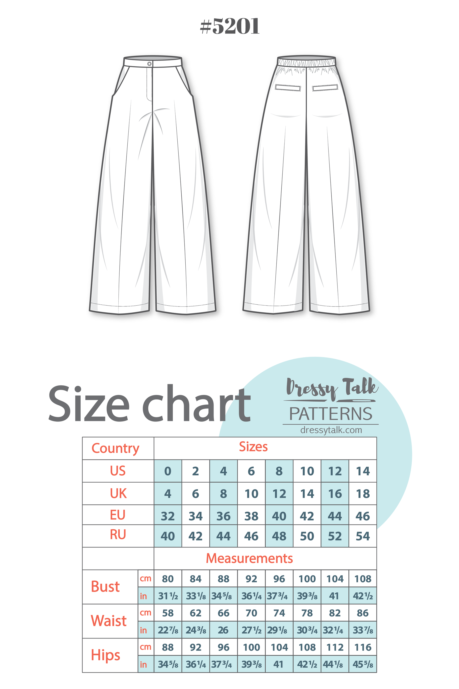 Flare Pants Sewing Pattern Custom Fit. Illustrated Sewing Instructions