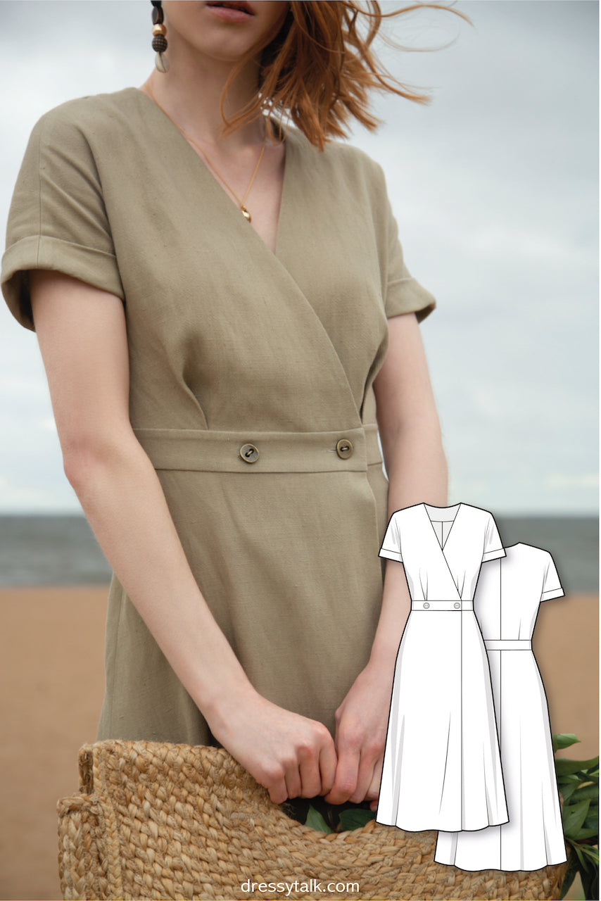 Linen Wrap Dress #6003