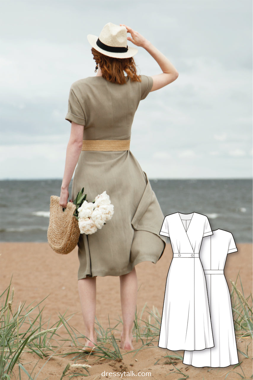 Linen Wrap Dress #6003