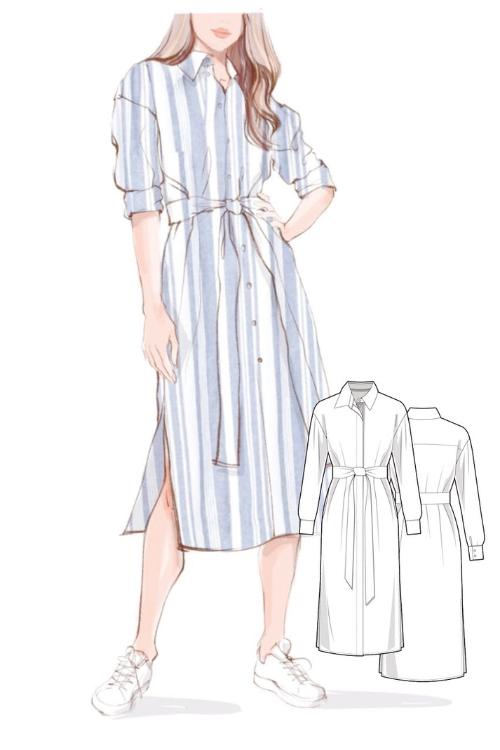 Sewing Pattern - Long Sleeve Midi Shirt Dress – Dressy Talk