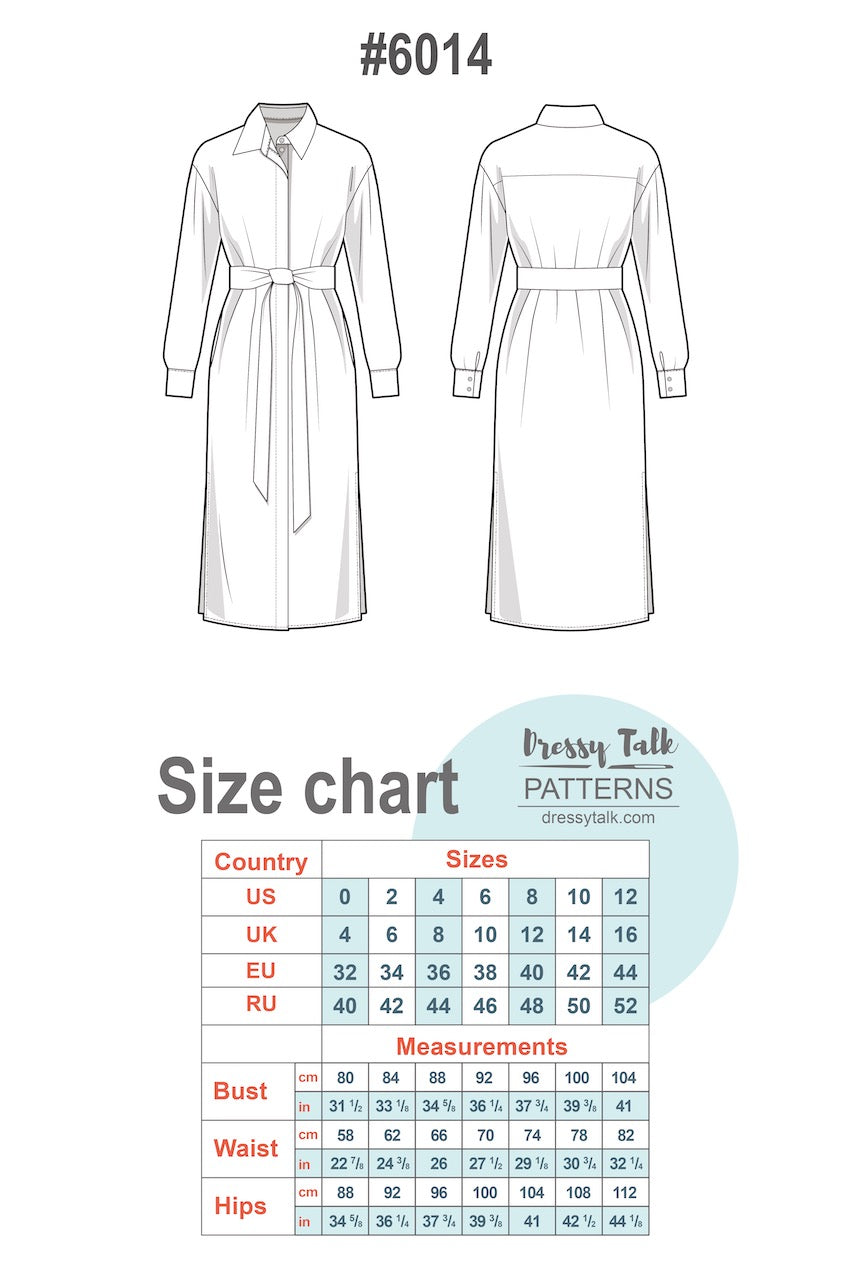 Sewing Pattern - Long Sleeve Midi Shirt Dress – Dressy Talk