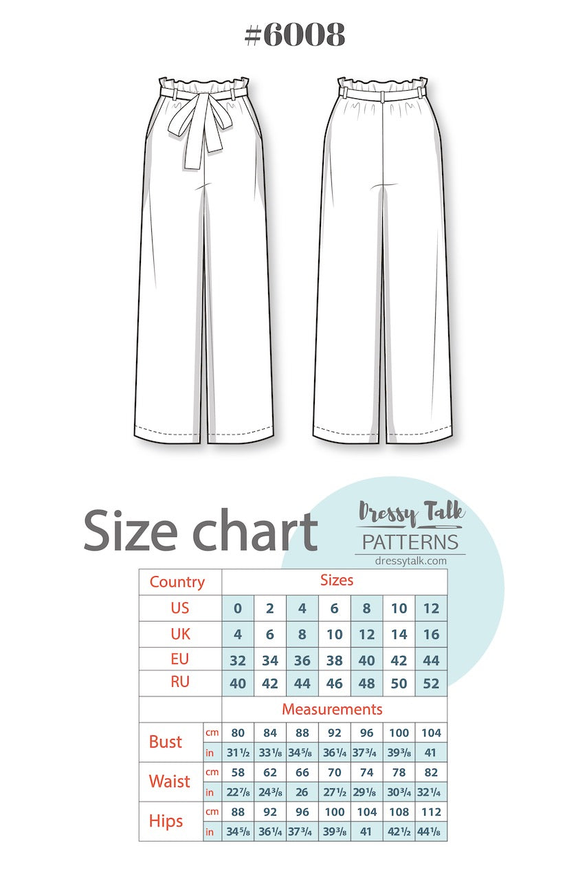 High Waist Wide Leg Pants Sewing Pattern – Patterns For Less