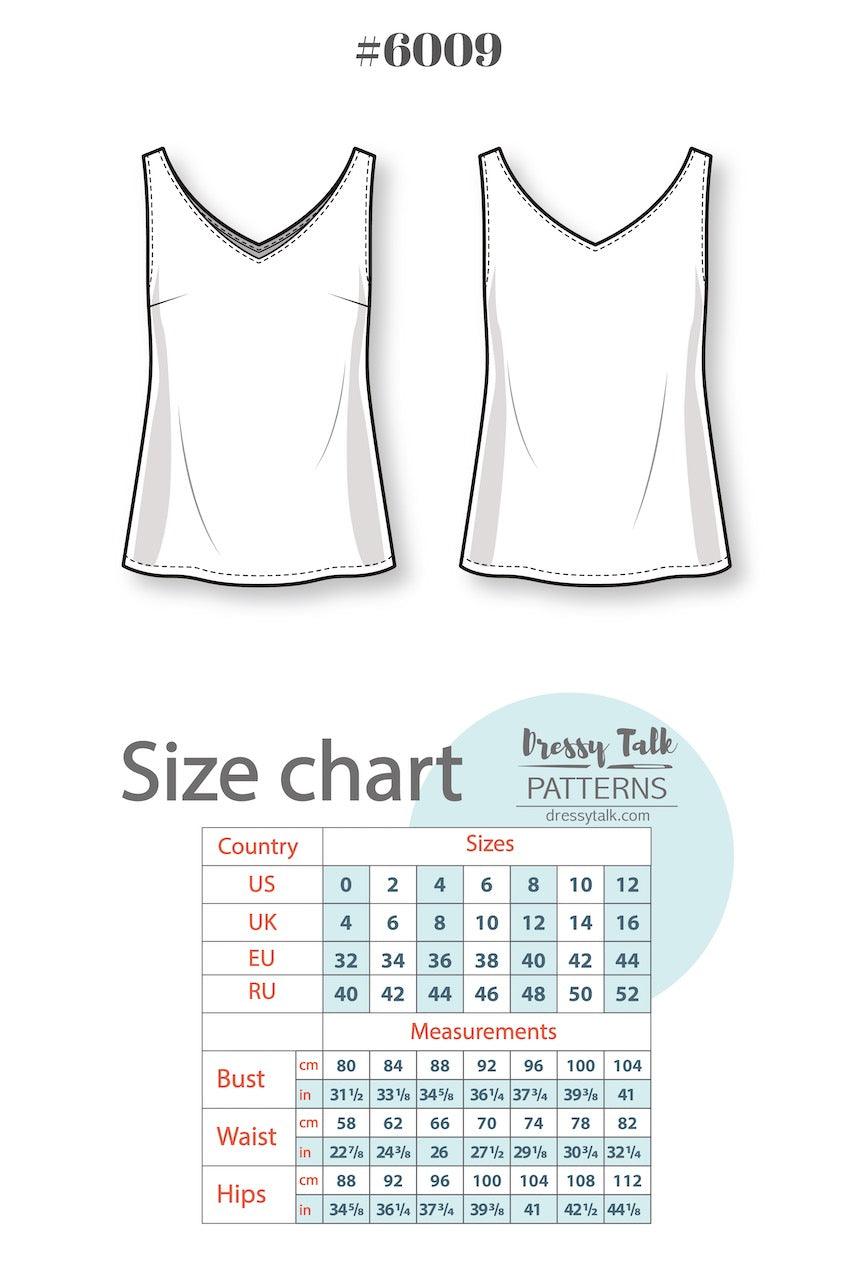 Sewing Pattern - V-Neck Sleeveless Tank Top – Dressy Talk