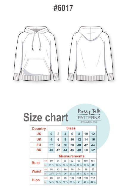 Sewing Pattern - Classic regular fit raglan sleeve hoodie – Dressy Talk