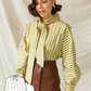 Capsule pattern: puff long sleeve blouse, A-line double breast skirt, drop shoulder sweatshirt