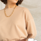 Drop shoulder knit sweatshirt with long sleeve and round neckline #6025