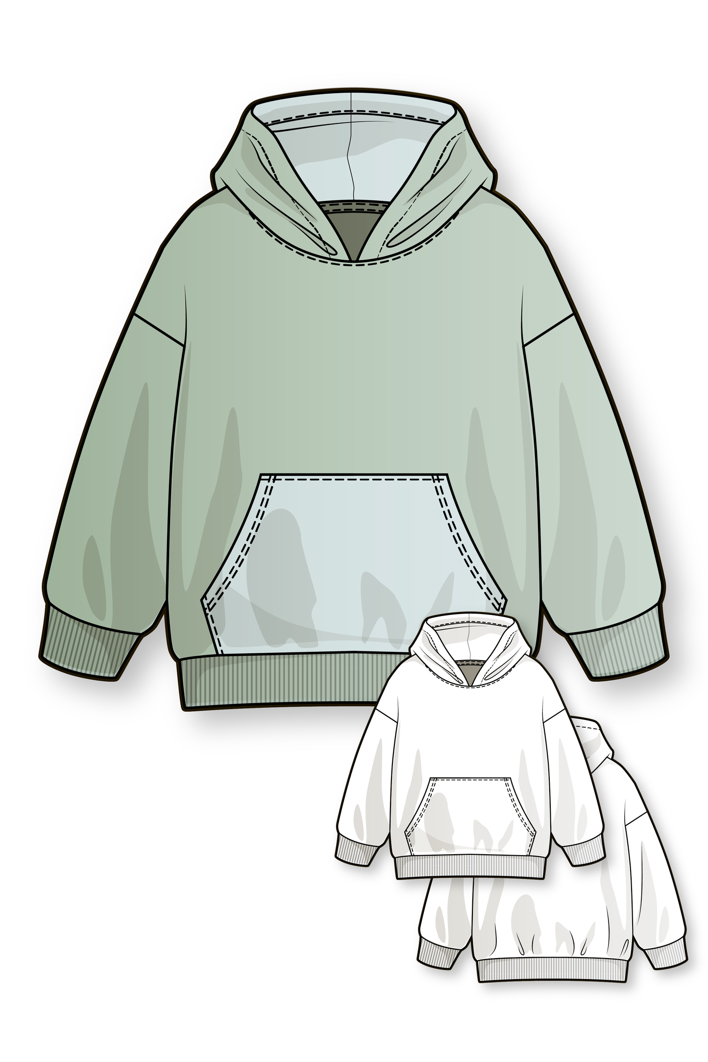 Basic oversize hoodie for boys and girls - PDF sewing pattern for kids - age 1-10 years #7100