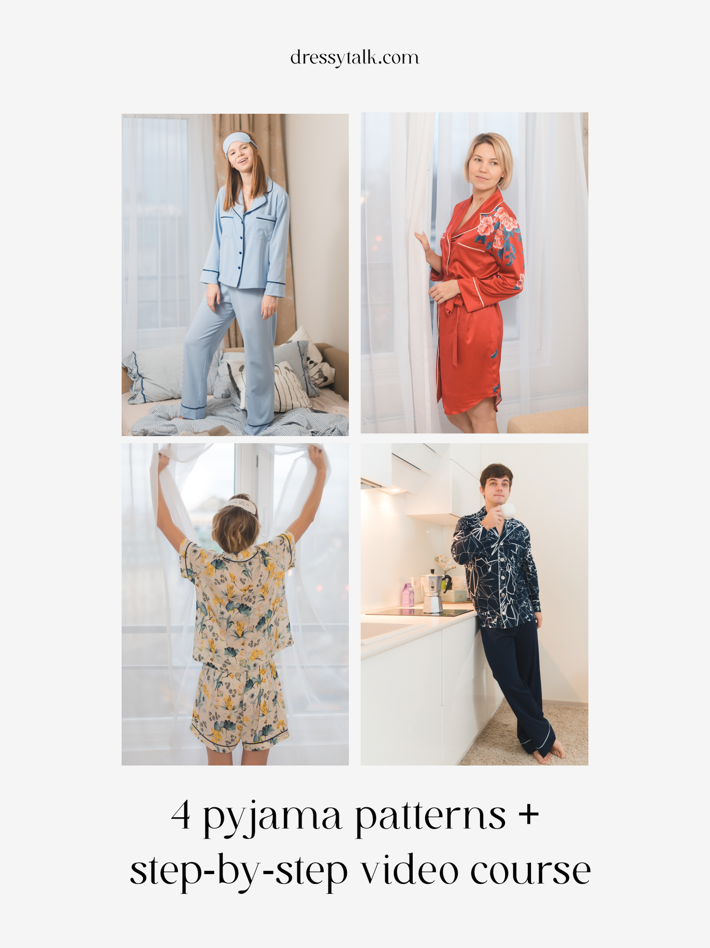 Video course: 4 pyjama patterns + step-by-step video tutorial